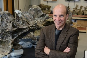 Kenneth Lacovara, PhD with Dreadnoughtus schrani fossils.